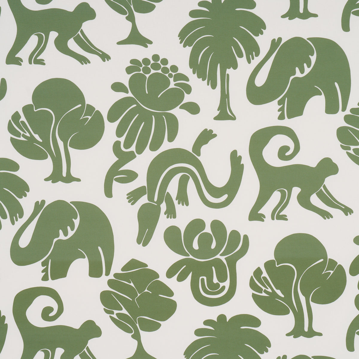 Schumacher CALL OF THE JUNGLE FOREST GREEN Fabric | Atlanta Fabrics