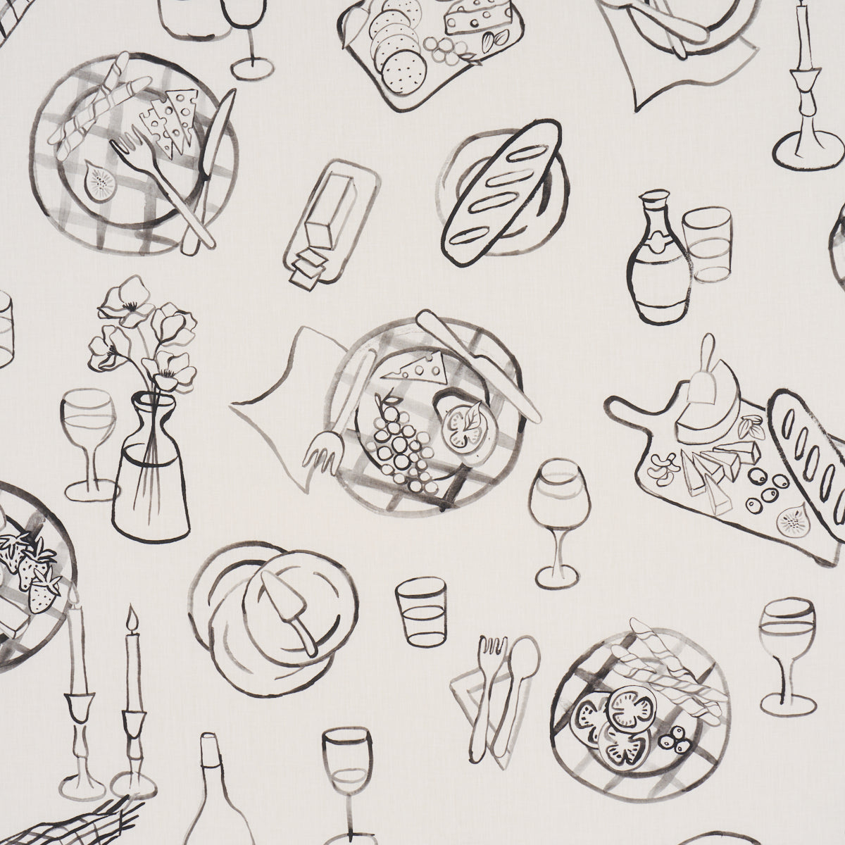 PIQUE-NIQUE BLACK ON IVORY