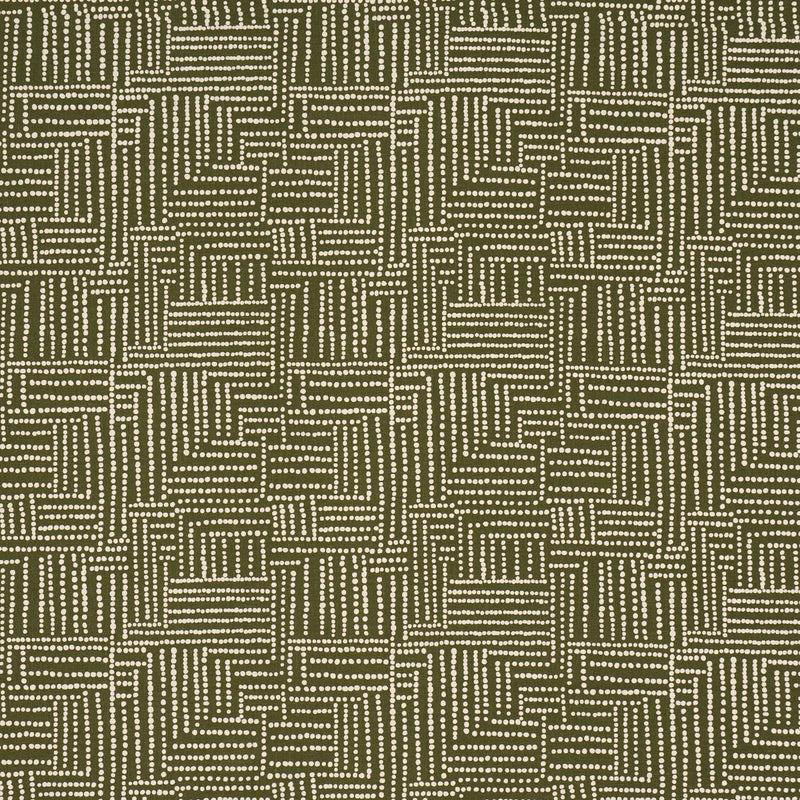 SCHUMACHER COCO HAND SCREEN PRINT PALM TREE GREEN FABRIC | Atlanta Fabrics