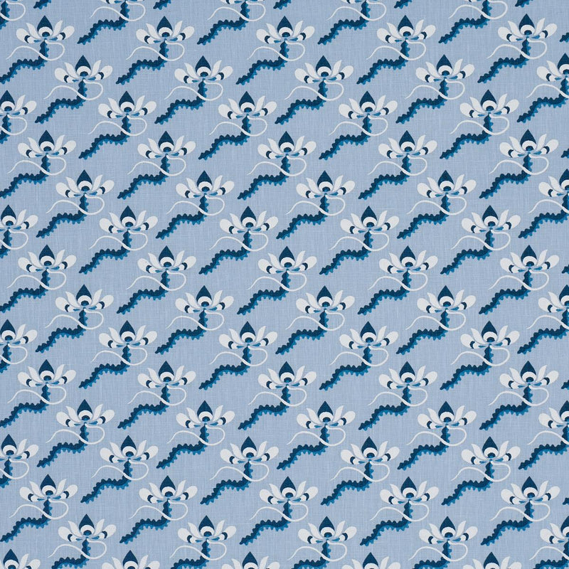 SCHUMACHER BOMBAY RAINBOW BLEU FABRIC | Atlanta Fabrics