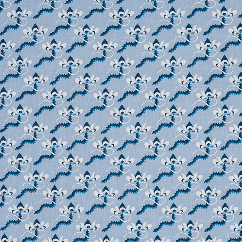 Schumacher BOMBAY RAINBOW BLEU Fabric | Atlanta Fabrics