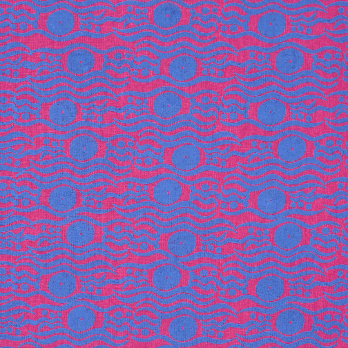 Schumacher BOSPHORUS HAND BLOCK FUCHSIA & BLUE Fabric | Atlanta Fabrics