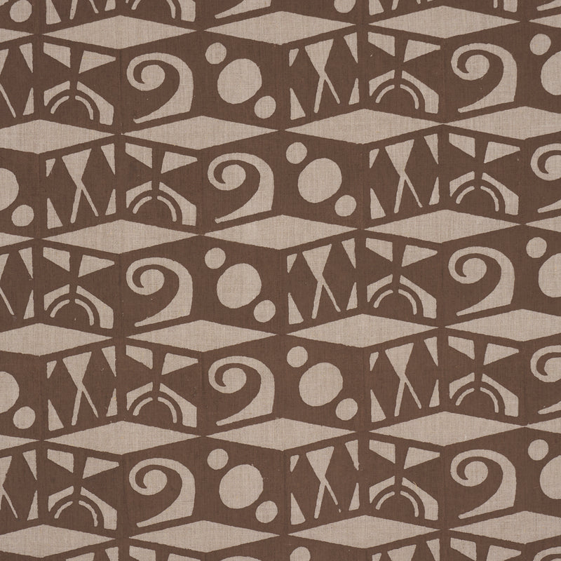 Schumacher TAROT HAND BLOCK BROWN  | Atlanta Fabrics