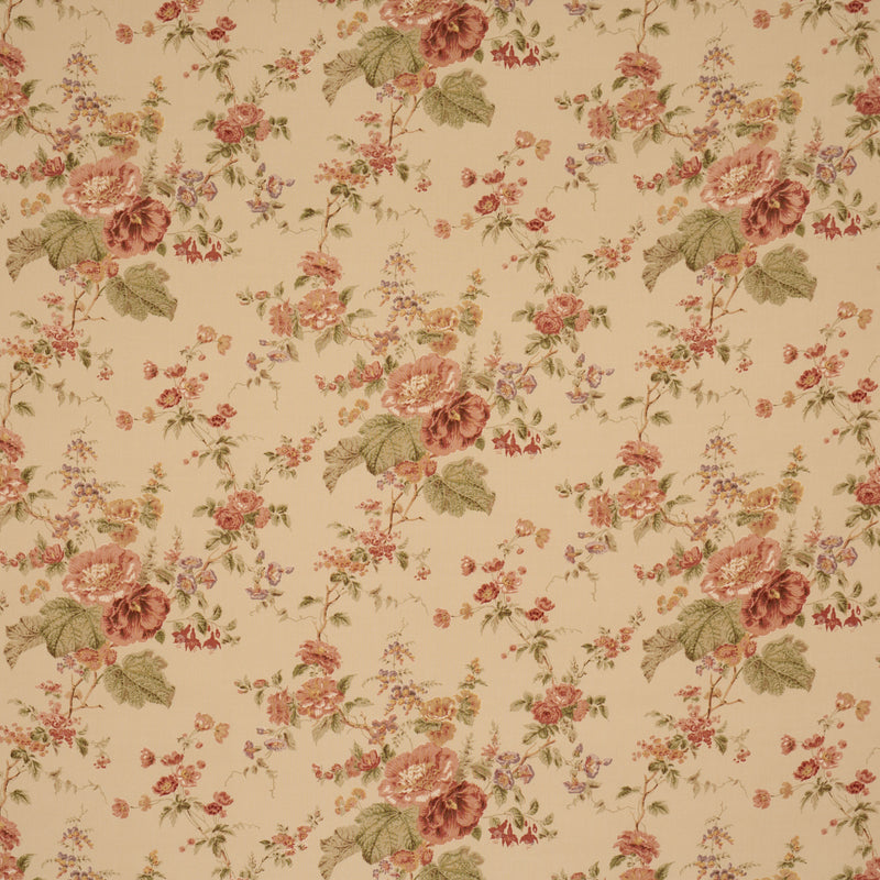 Schumacher Midsummer Hollyhock Beige  | Atlanta Fabrics