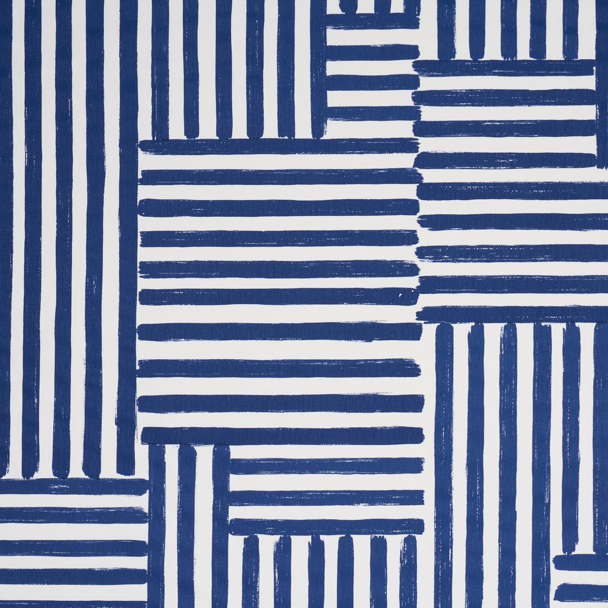 Schumacher PARSON'S STRIPE HAND PRINT NAVY Fabric | Atlanta Fabrics