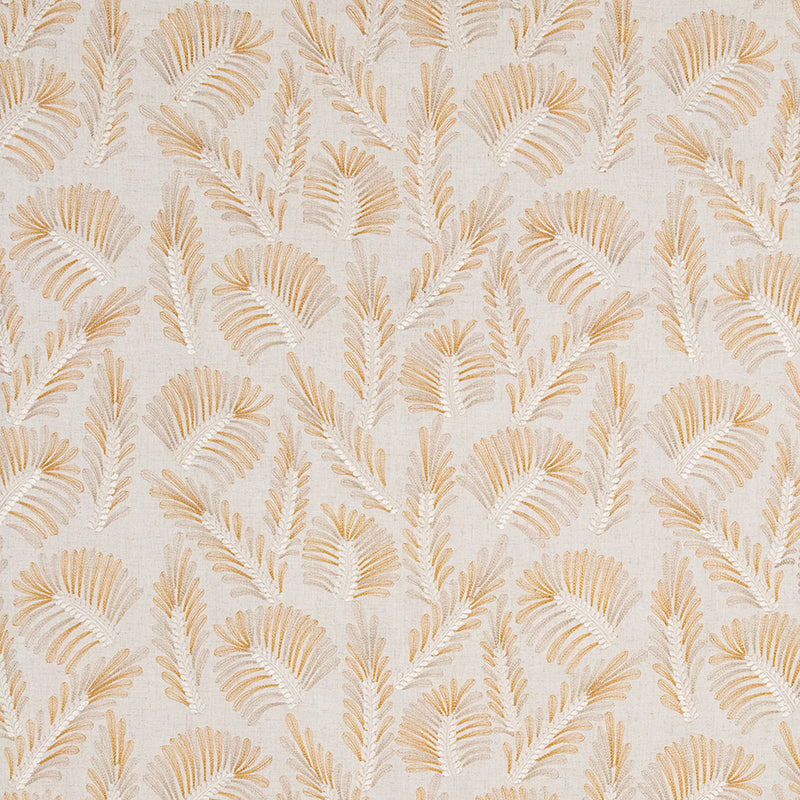 Carole Embroidered Frond Yellowstone Fabric | Atlanta Fabrics
