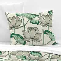 Atlanta Fabrics Sacred Nile Lotus Grey Fabric | Atlanta Fabrics