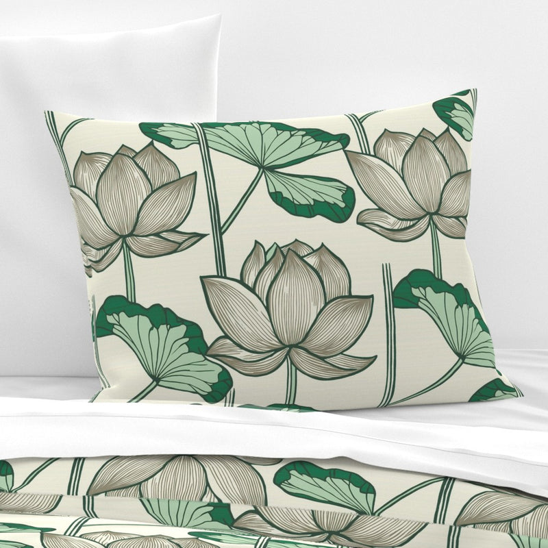 Atlanta Fabrics Sacred Nile Lotus Grey Fabric | Atlanta Fabrics