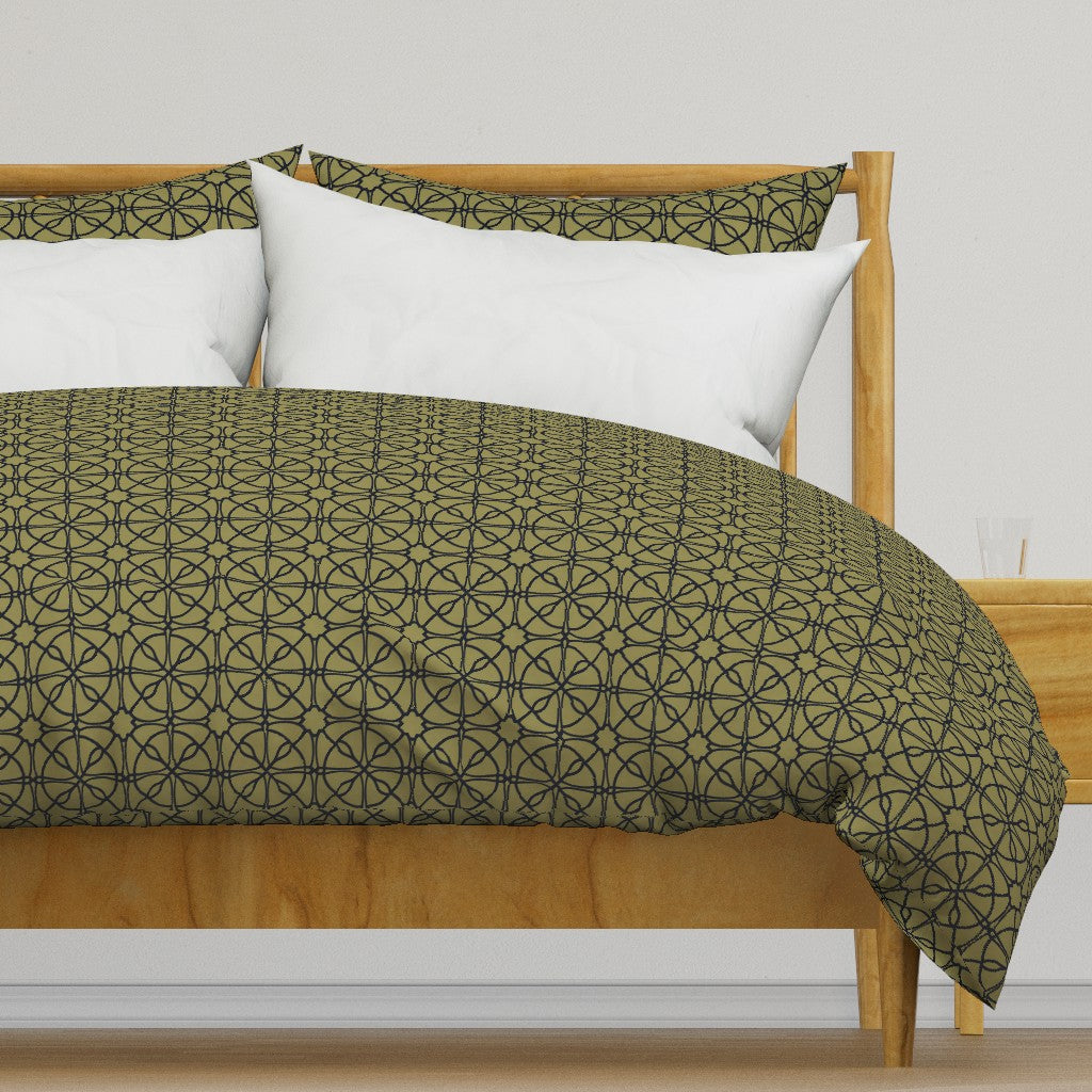 Atlanta Fabrics Bridgework Olive Navy Fabric | Atlanta Fabrics