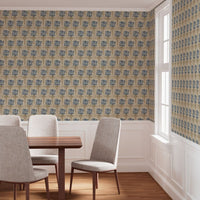 Faded Garden Reverie Denim Wallpaper