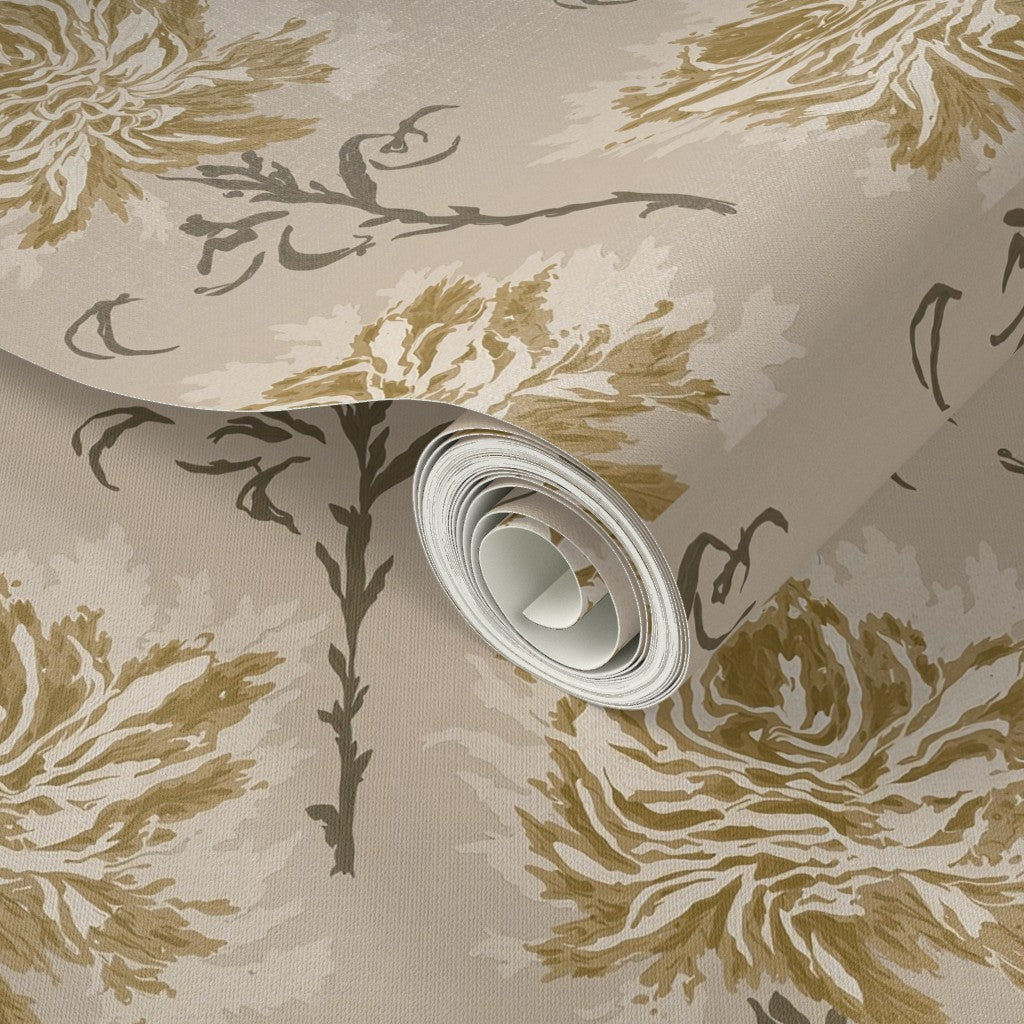 Faded Garden Reverie Gold Wallpaper