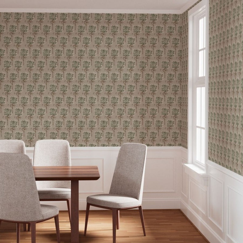 Faded Garden Reverie Sage Wallpaper