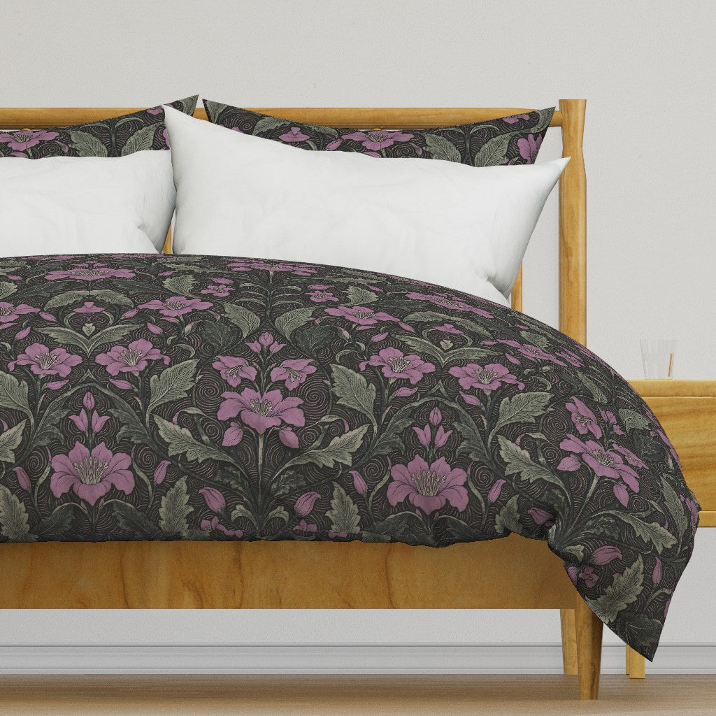 Garden Scrollwork Charcoal Lavender Sage