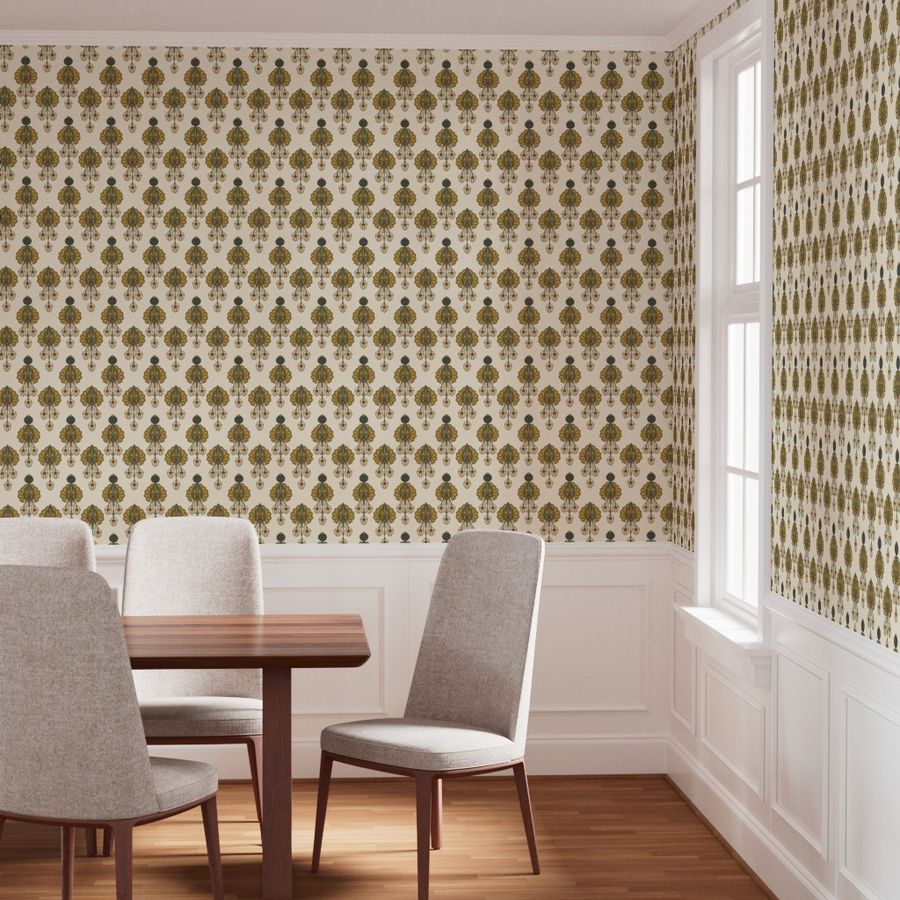 Pendant Blossom Ochre Wallpaper