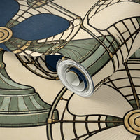 Breeze Table Fan Indigo Wallpaper