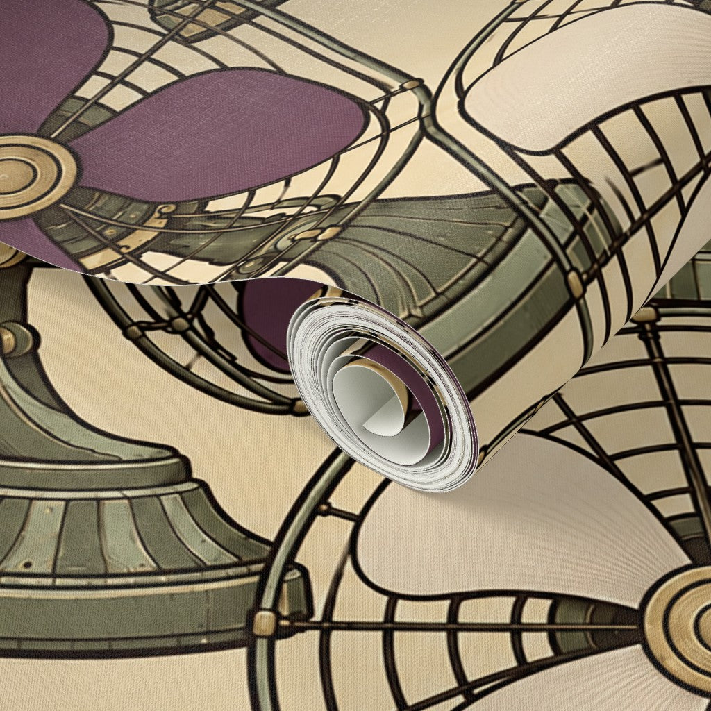 Atlanta Fabrics Breeze Table Fan Dusty Grape Wallpaper Wallpaper | Atlanta Fabrics