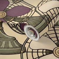 Atlanta Fabrics Breeze Table Fan Dusty Grape Wallpaper Wallpaper | Atlanta Fabrics