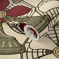 Atlanta Fabrics Breeze Table Fan Oxblood Wallpaper Wallpaper | Atlanta Fabrics