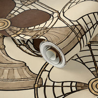 Atlanta Fabrics Breeze Table Fan Walnut Wallpaper Wallpaper | Atlanta Fabrics