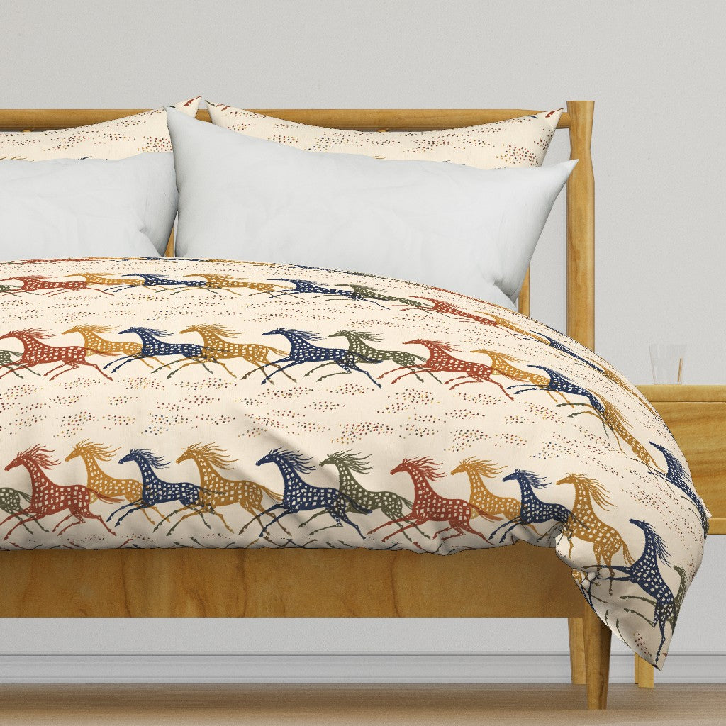 Atlanta Fabrics Galloping Horses Linen Fabric | Atlanta Fabrics