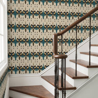 Atlanta Fabrics Prairie Thunderbird Teal Wallpaper Wallpaper | Atlanta Fabrics