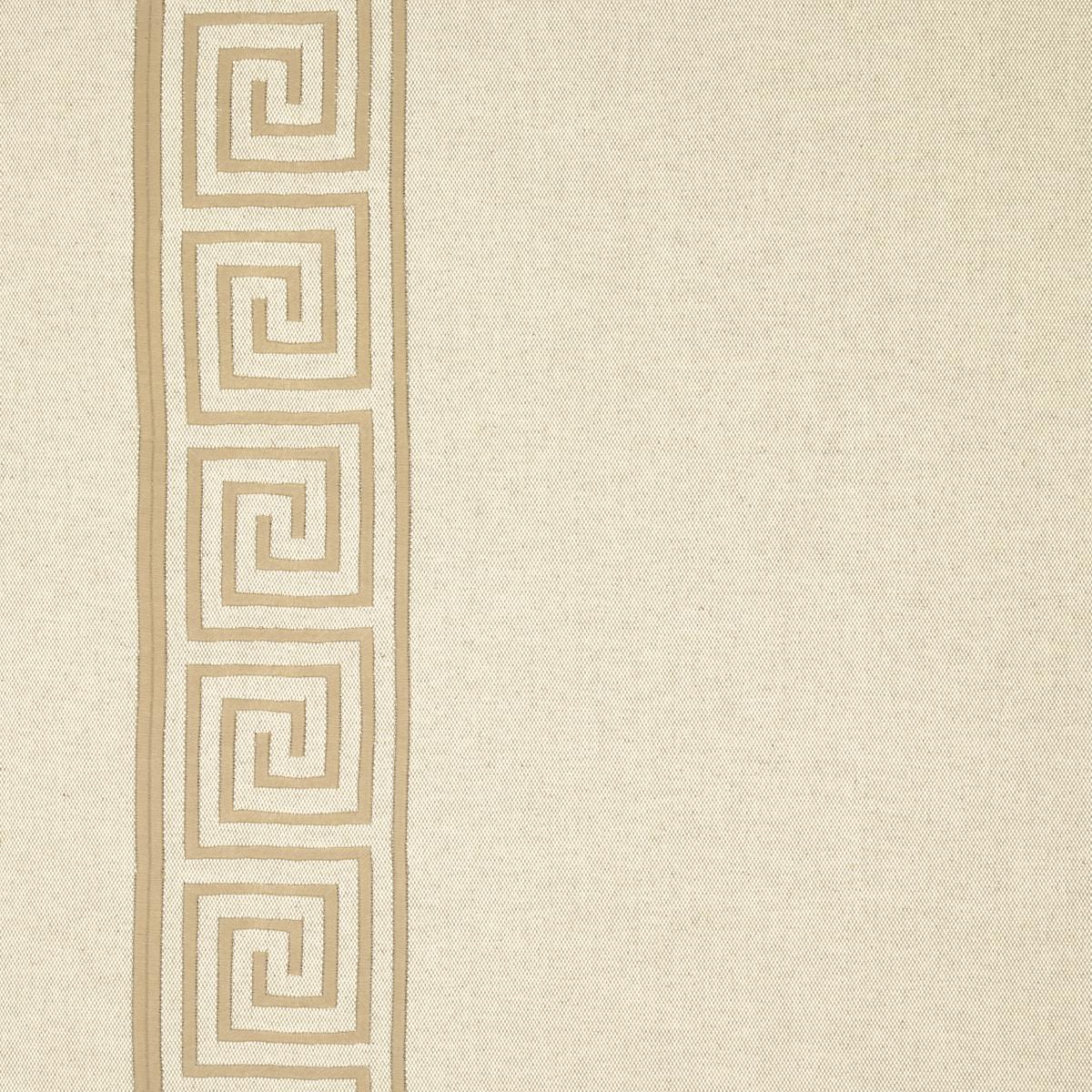 SCHUMACHER GREEK KEY EMBROIDERY PEBBLE AND TAUPE FABRIC | Atlanta Fabrics