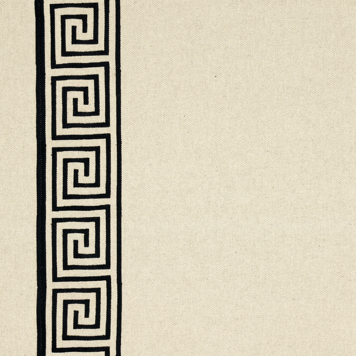 Schumacher Greek Key Embroidery PEBBLE AND BLACK Fabric | Atlanta Fabrics