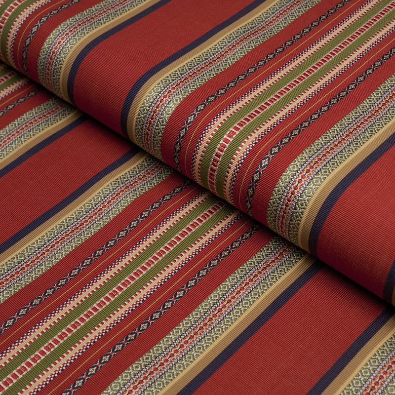 Schumacher WELLINGTON STRIPE MULTI ON SPICE  | Atlanta Fabrics