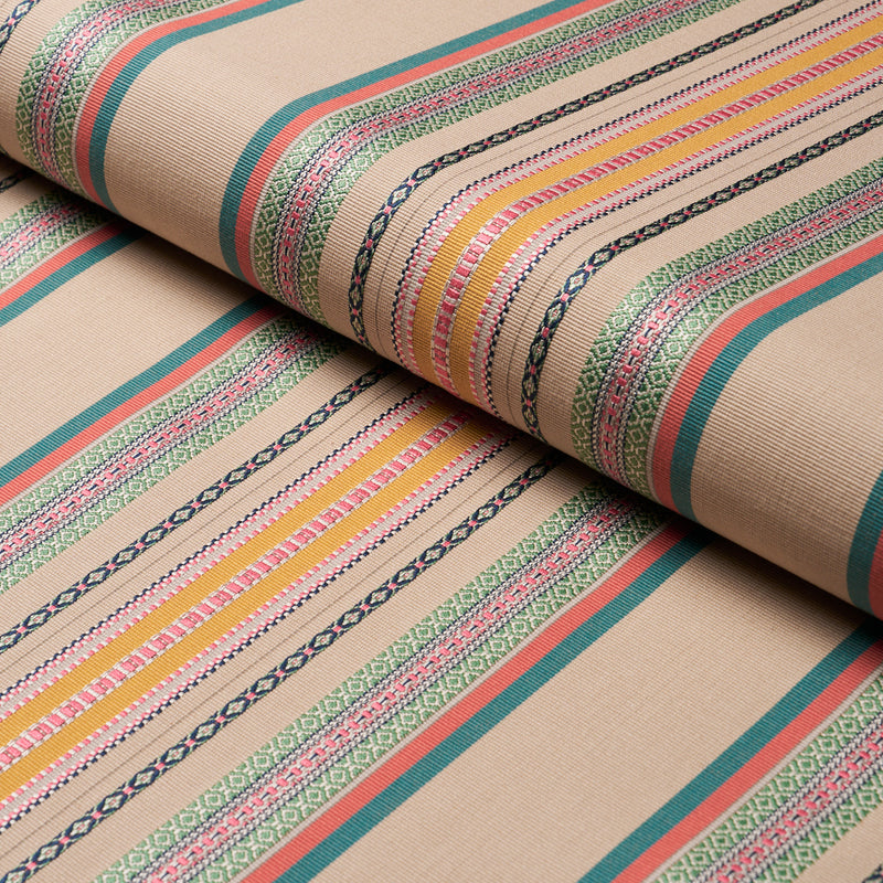 Schumacher WELLINGTON STRIPE NATURAL ON MULTI  | Atlanta Fabrics