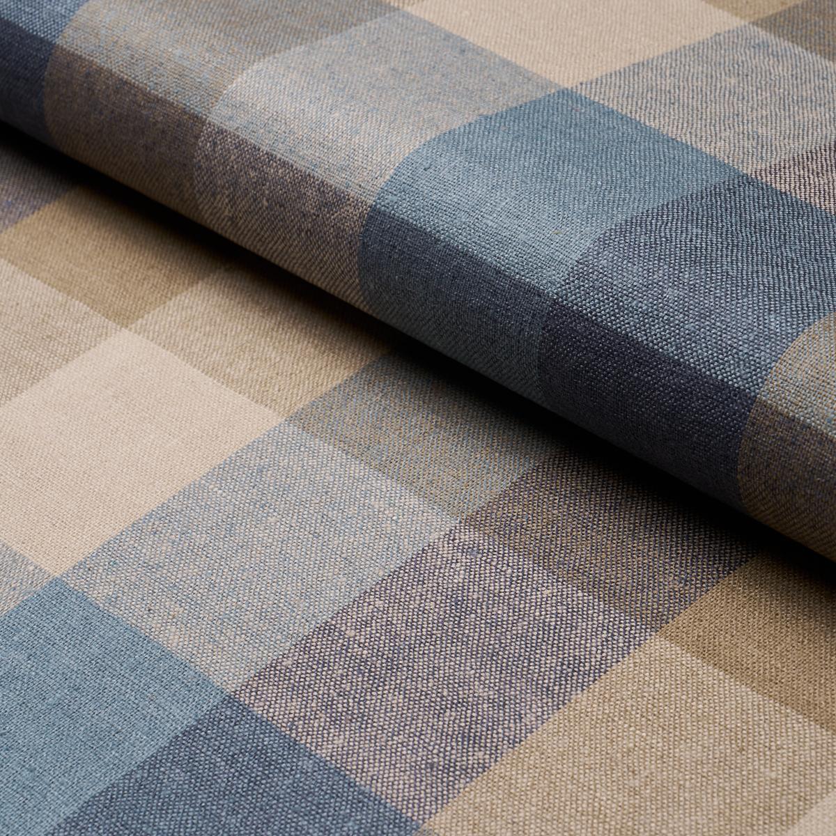 SCHUMACHER GRAYLYN PLAID INDIGO FABRIC | Atlanta Fabrics