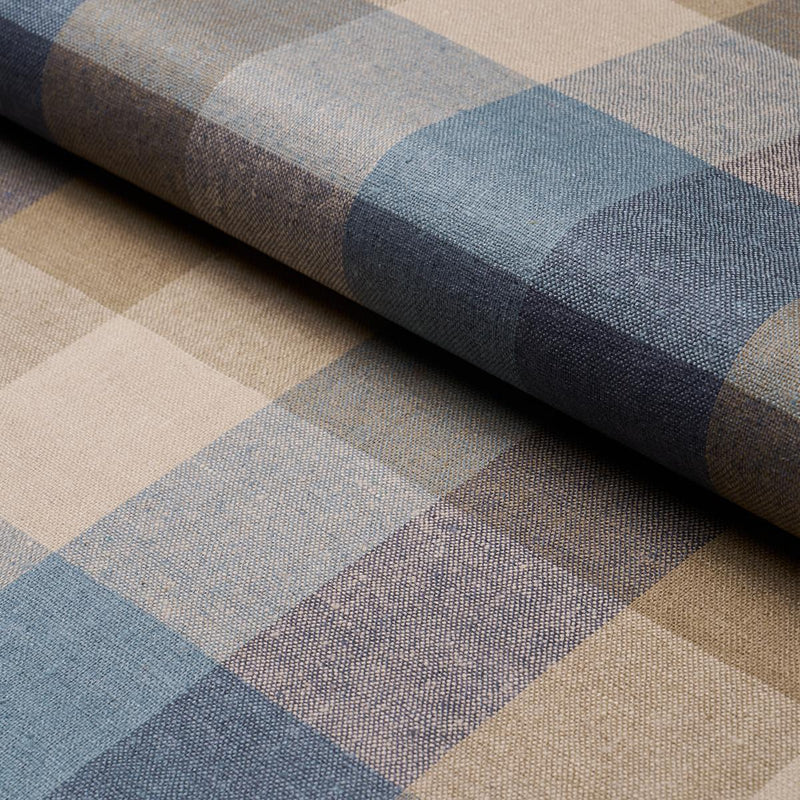 SCHUMACHER GRAYLYN PLAID INDIGO FABRIC | Atlanta Fabrics