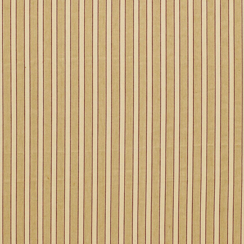 SCHUMACHER ANTIQUE TICKING STRIPE SANDALWOOD FABRIC | Atlanta Fabrics