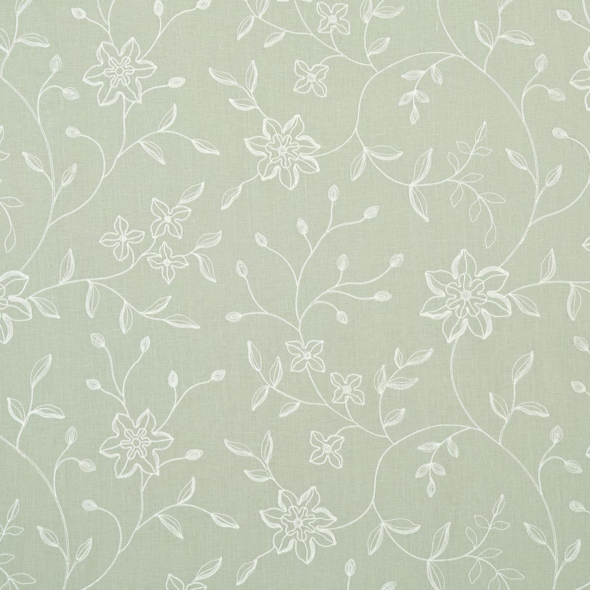 SCHUMACHER Georgia Linen Embroidery AQUA FABRIC | Atlanta Fabrics