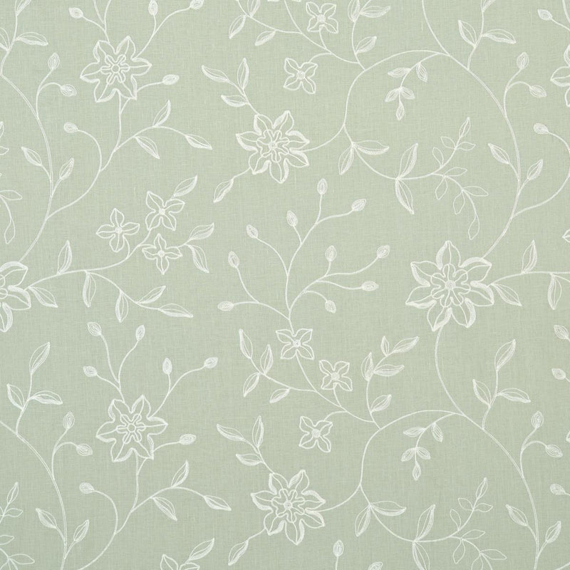 SCHUMACHER Georgia Linen Embroidery AQUA FABRIC | Atlanta Fabrics