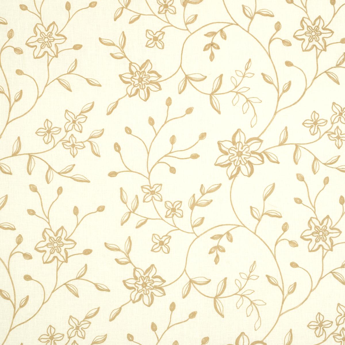SCHUMACHER GEORGIA LINEN EMBROIDERY SAND FABRIC | Atlanta Fabrics