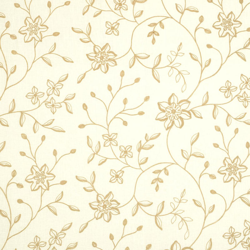 SCHUMACHER GEORGIA LINEN EMBROIDERY SAND FABRIC | Atlanta Fabrics