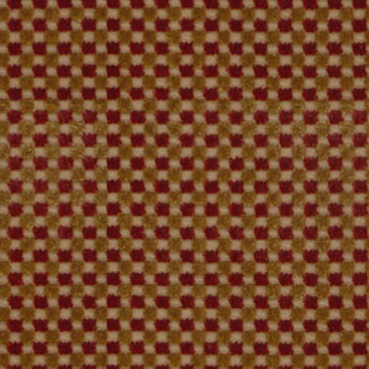 SCHUMACHER FENWICK CHECK VELVET RED/GOLD FABRIC | Atlanta Fabrics