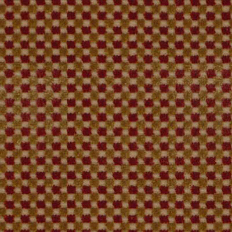 SCHUMACHER FENWICK CHECK VELVET RED/GOLD FABRIC | Atlanta Fabrics