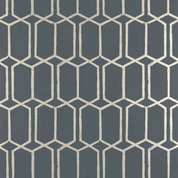 Schumacher MODERN TRELLIS CHARCOAL METALLIC  | Atlanta Fabrics