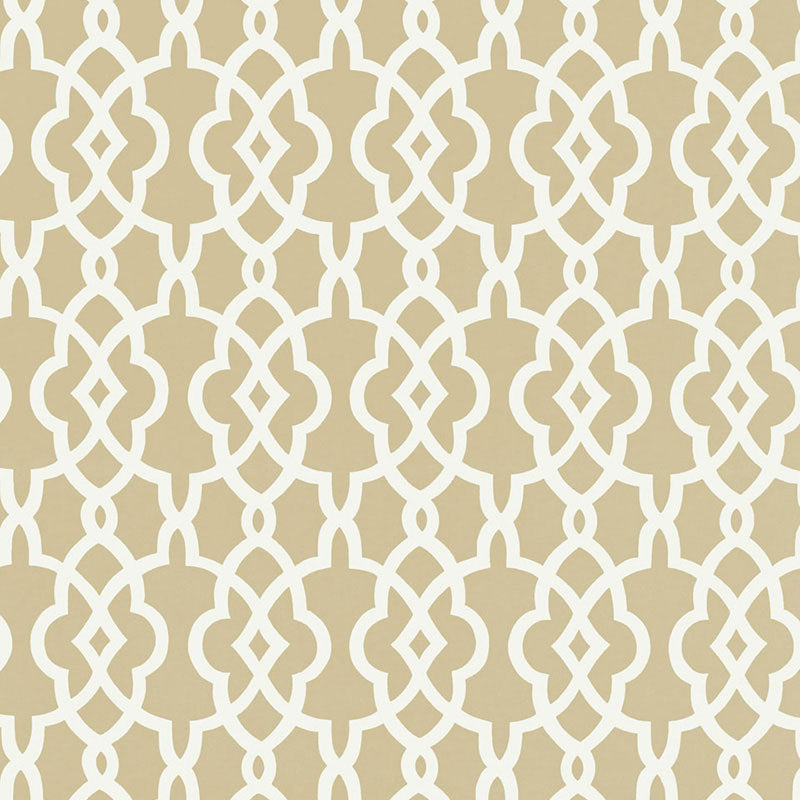 Schumacher SUMMER PALACE FRET SAND  | Atlanta Fabrics