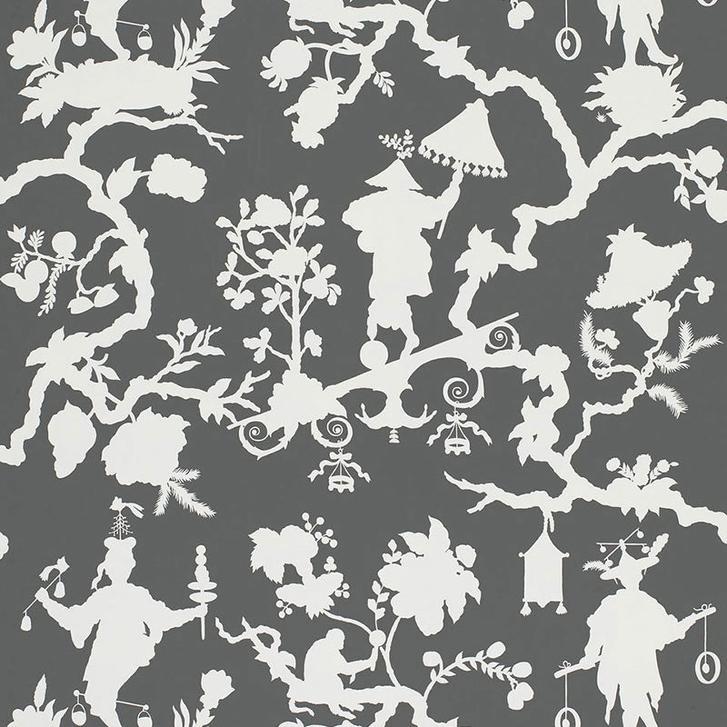 SHANTUNG SILHOUETTE PRINT SMOKE