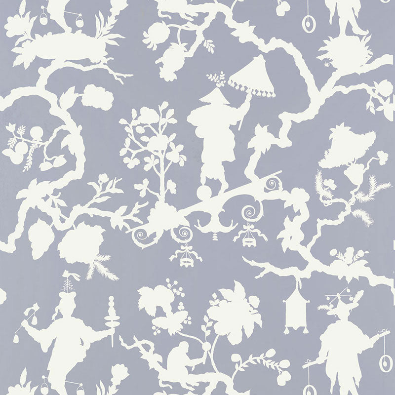 Schumacher SHANTUNG SILHOUETTE PRINT WISTERIA  | Atlanta Fabrics