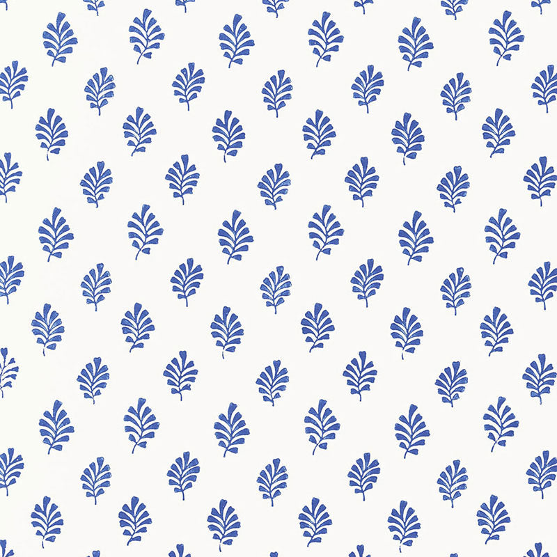 Schumacher BAKARA LEAF DELFT WALLCOVERING | Atlanta Fabrics