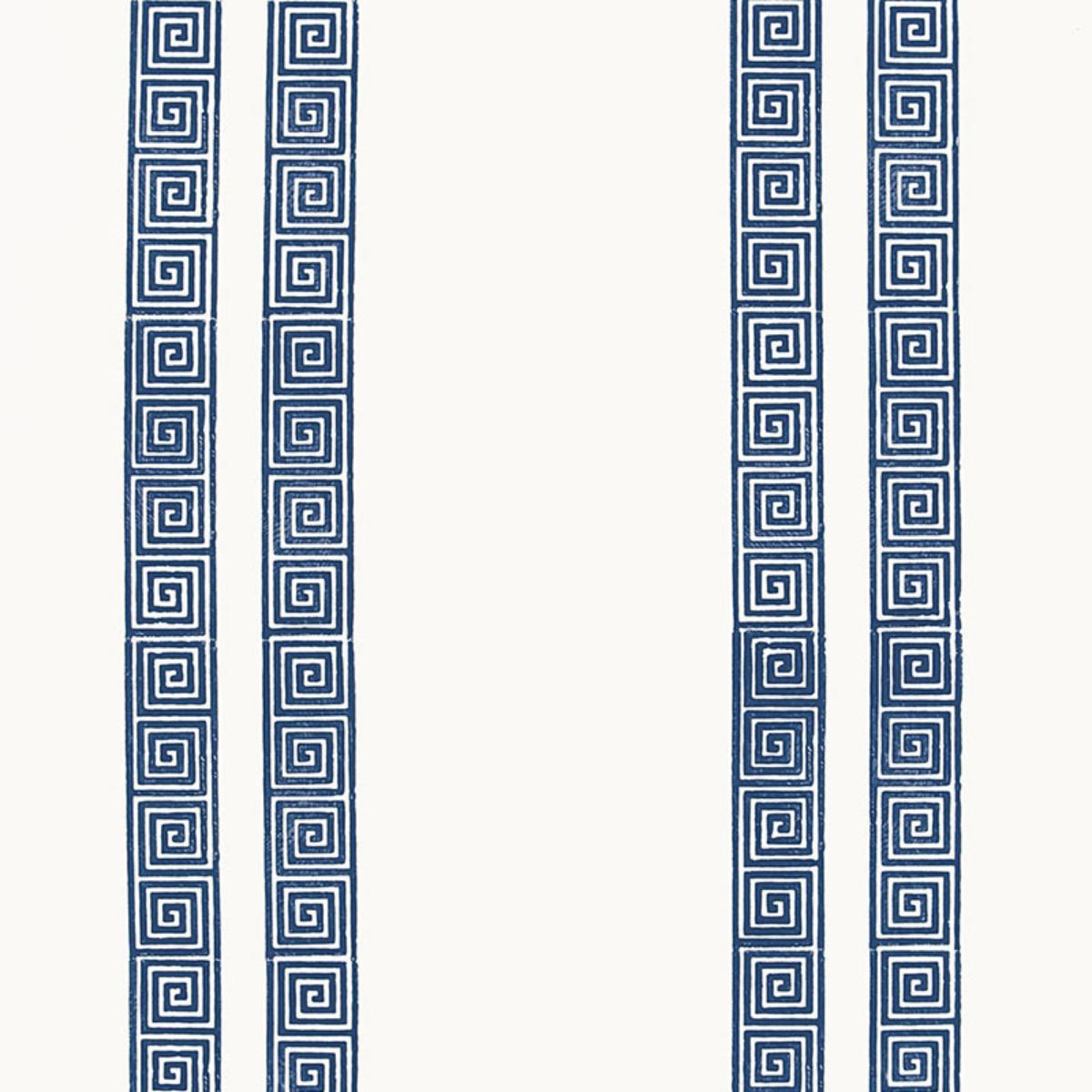 SCHUMACHER GREEK KEY STRIPE NAVY WALLCOVERING | Atlanta Fabrics