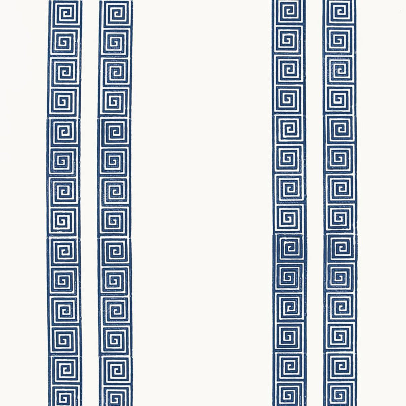 SCHUMACHER GREEK KEY STRIPE NAVY WALLCOVERING | Atlanta Fabrics