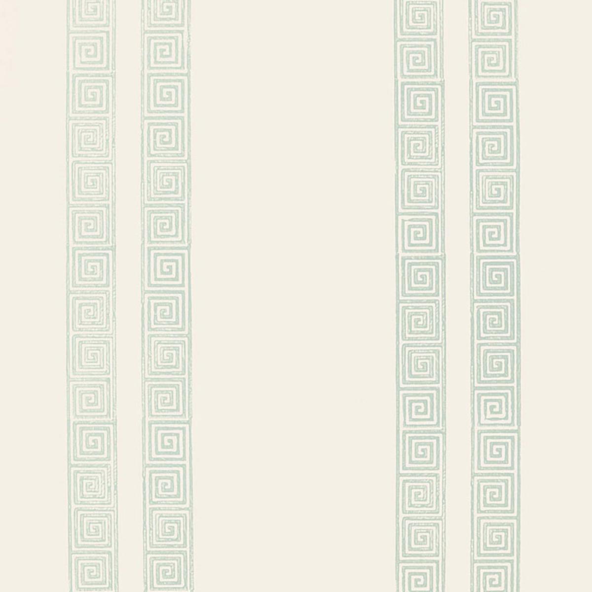 SCHUMACHER GREEK KEY STRIPE WATER BLUE WALLCOVERING | Atlanta Fabrics