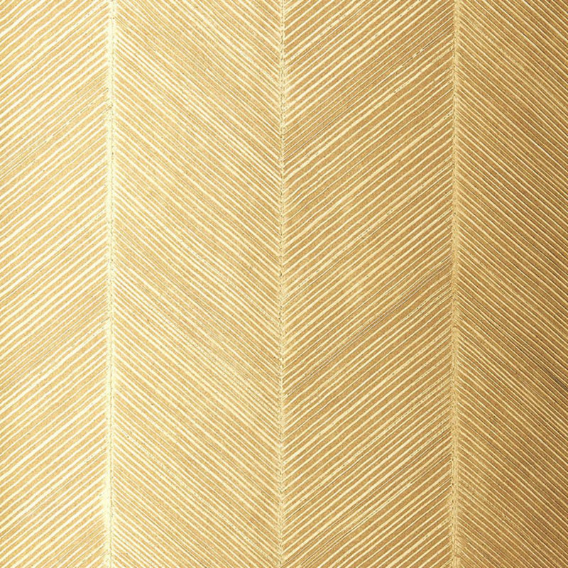 SCHUMACHER CHEVRON TEXTURE WHITE GOLD WALLCOVERING | Atlanta Fabrics