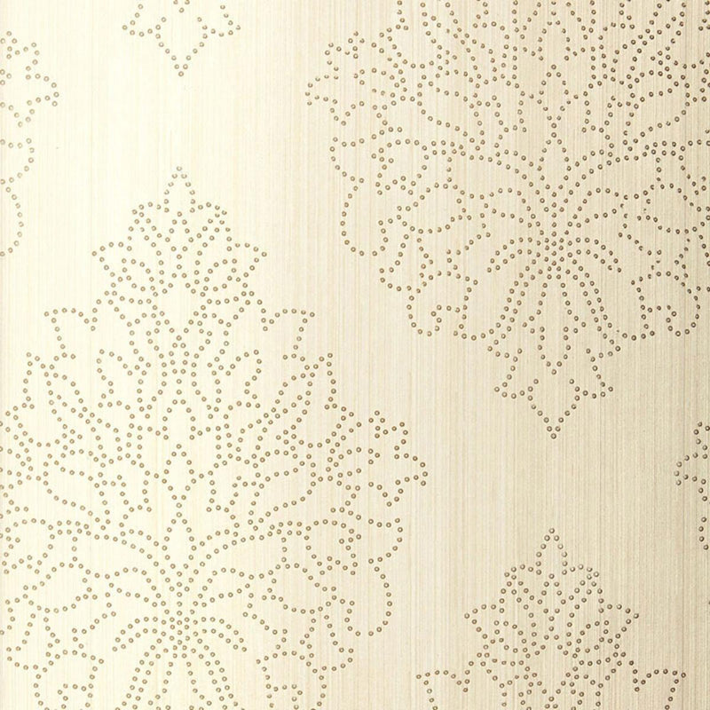 SCHUMACHER BEADED DAMASK ALABASTER WALLCOVERING | Atlanta Fabrics