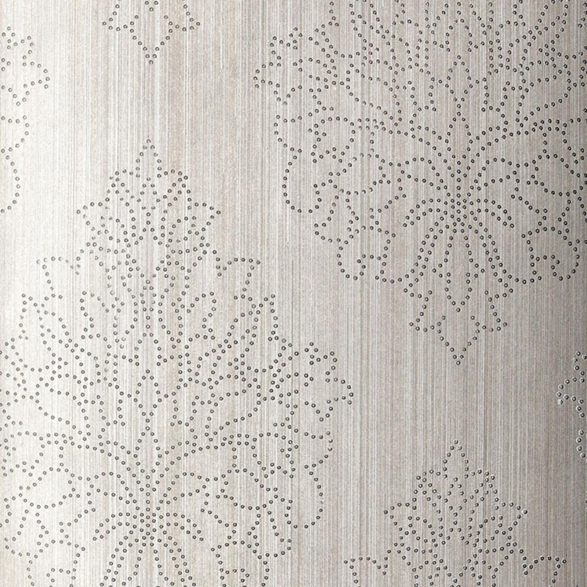 SCHUMACHER BEADED DAMASK ZINC WALLCOVERING | Atlanta Fabrics