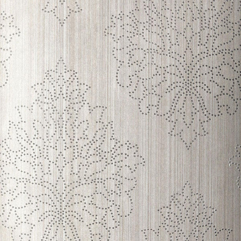 SCHUMACHER BEADED DAMASK ZINC WALLCOVERING | Atlanta Fabrics